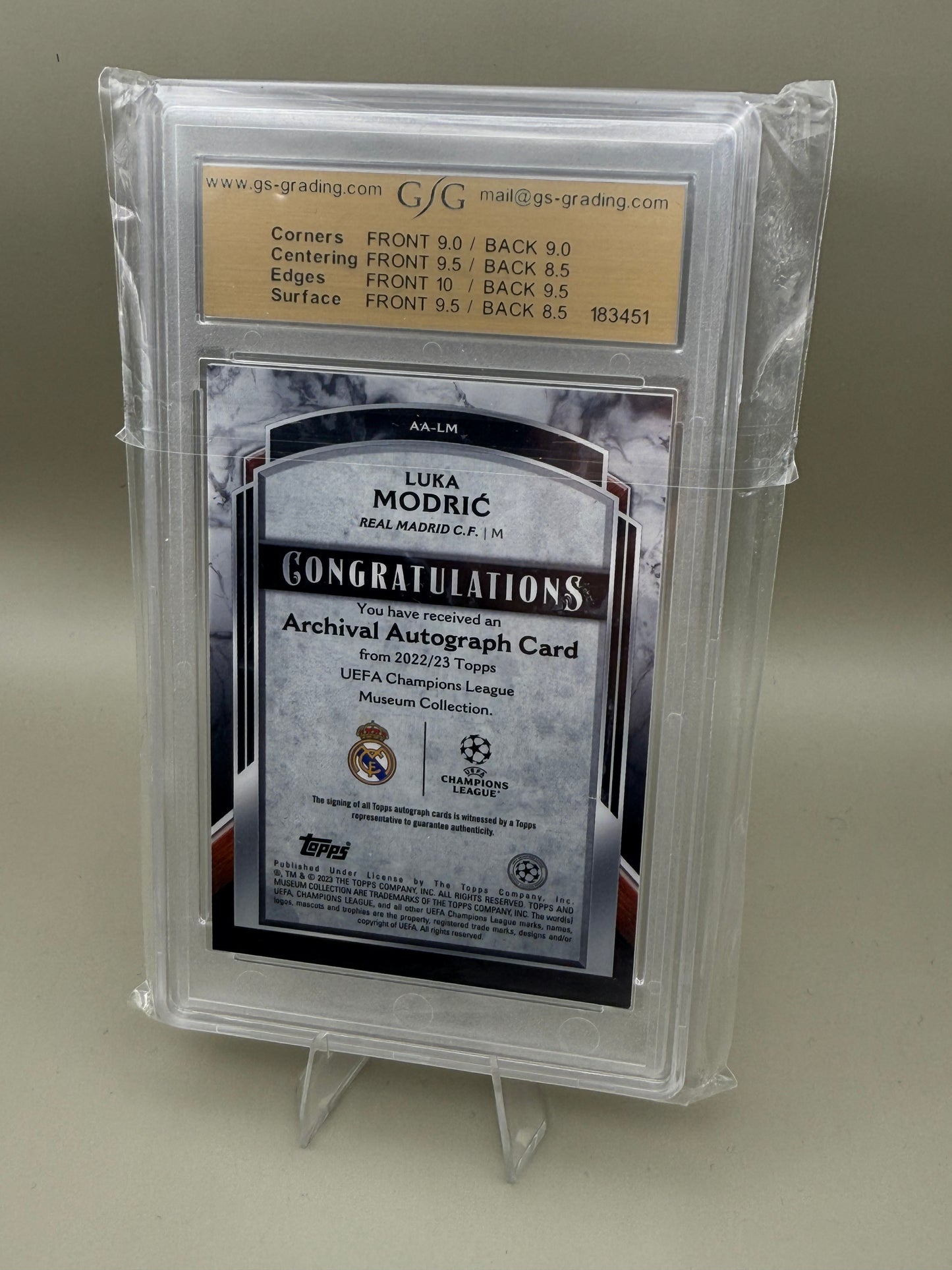 Luka Modric | 2023 Topps Museum Collection | Sapphire Archival | Auto | limitiert /75 | GSG Mint 9.0 AU 10