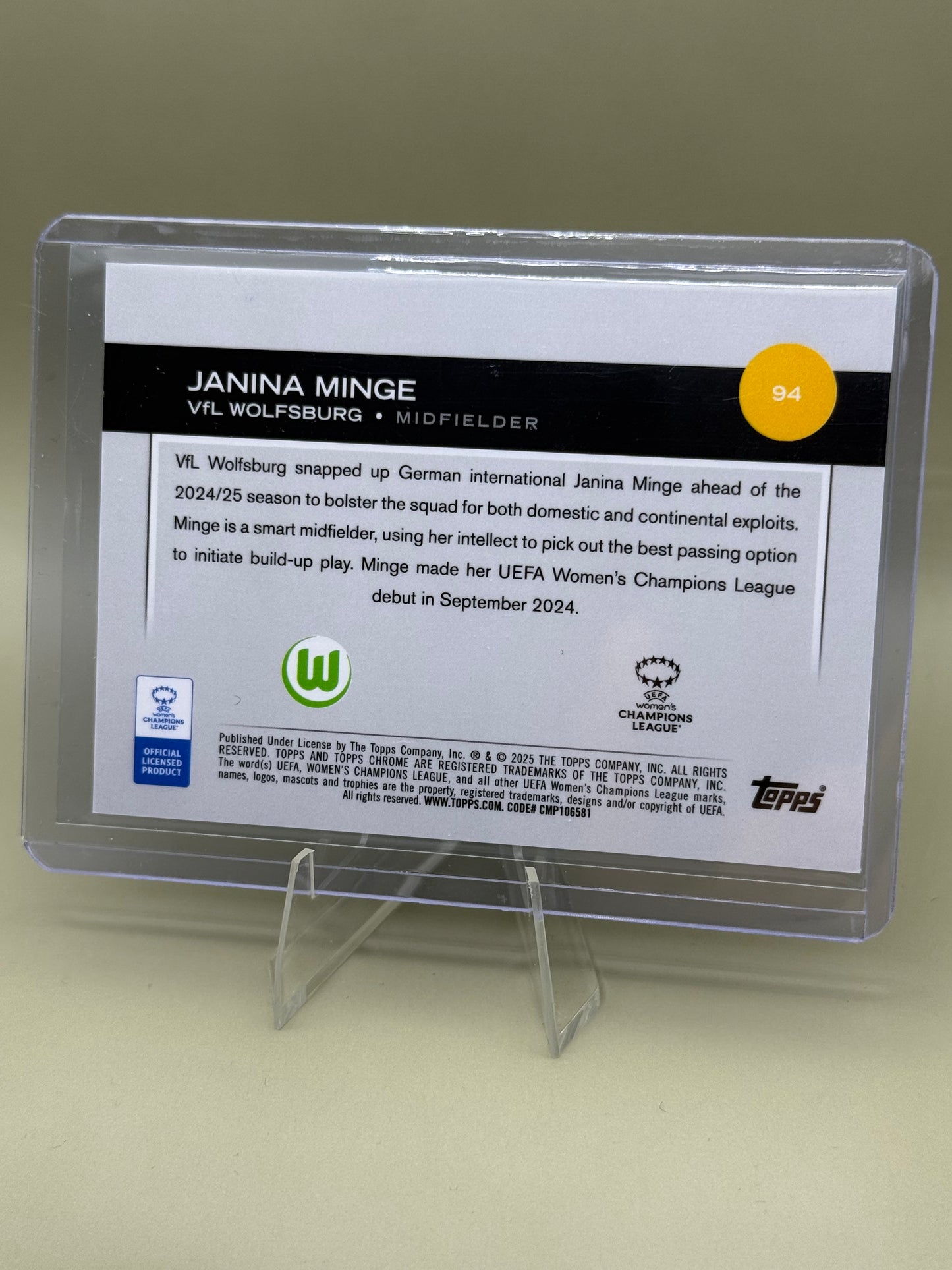 Topps UWCL 2024/25 | Janina Minge | VFL Wolfsburg | RC | limitiert 172/199