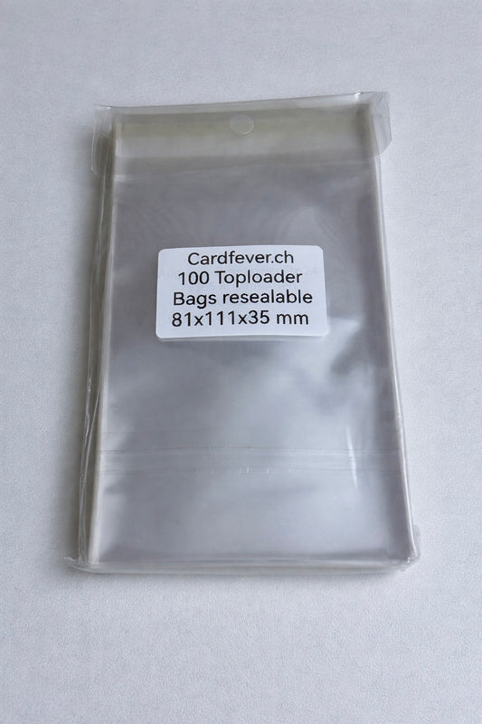 1 Pack mit 100 Toploader Bags resealable | 81 x 111 x 35 mm