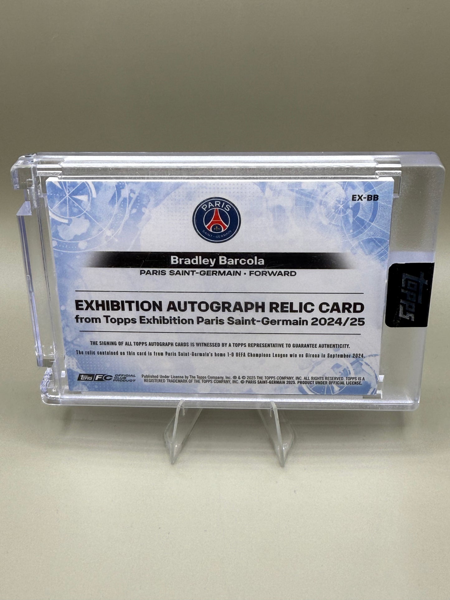 Topps Exhibition PSG 2024/25 | Bradley Barcola | Auto Relic 09/75 | EX-BB5
