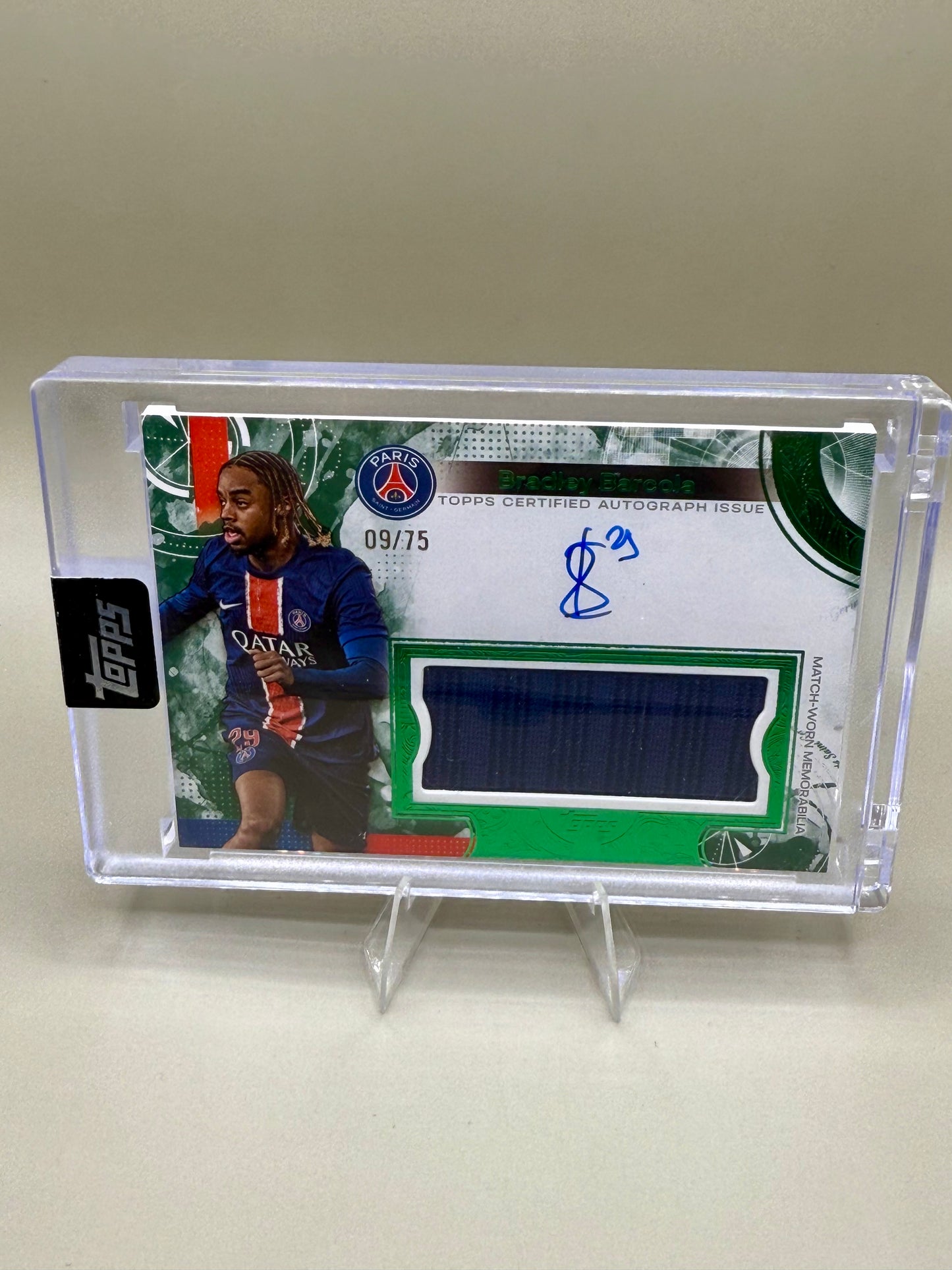 Topps Exhibition PSG 2024/25 | Bradley Barcola | Auto Relic 09/75 | EX-BB5
