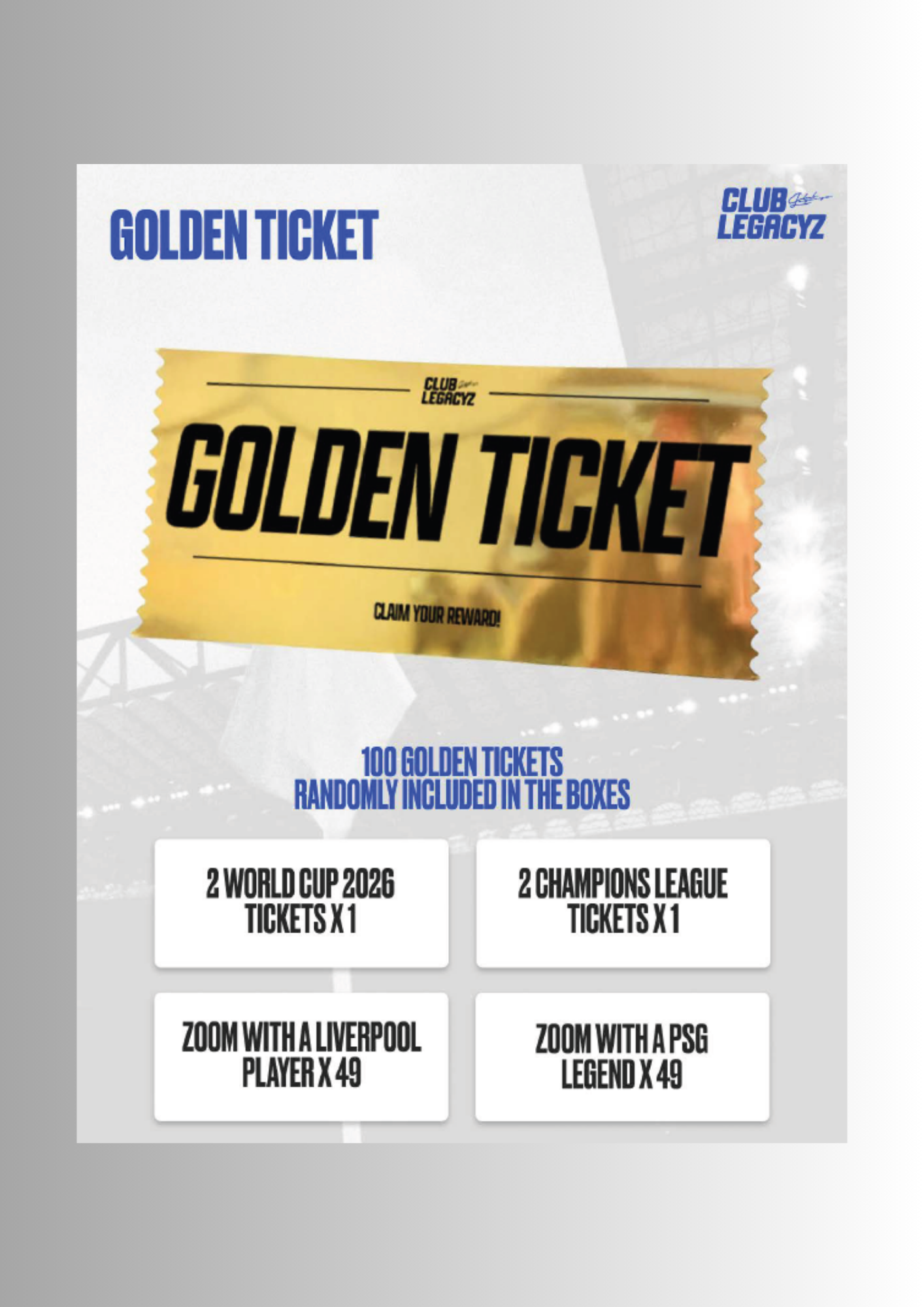 Club Legacyz Icons 2nd Edition Soccer Cards - 1 Mini Box (1 Karte)