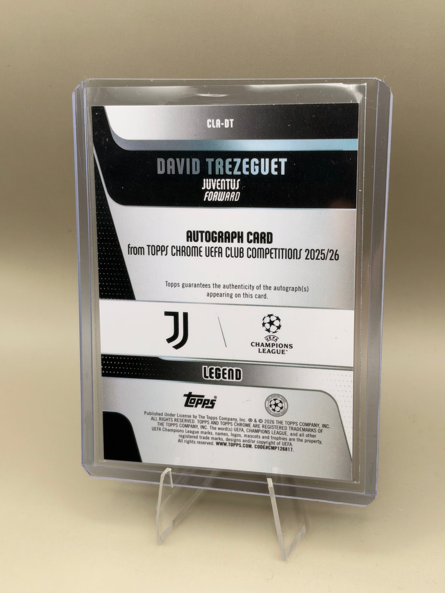 DAVID TREZEGUET AUTO 16/25 TOPPS UCC CROME 2025/2026 CLA-DT