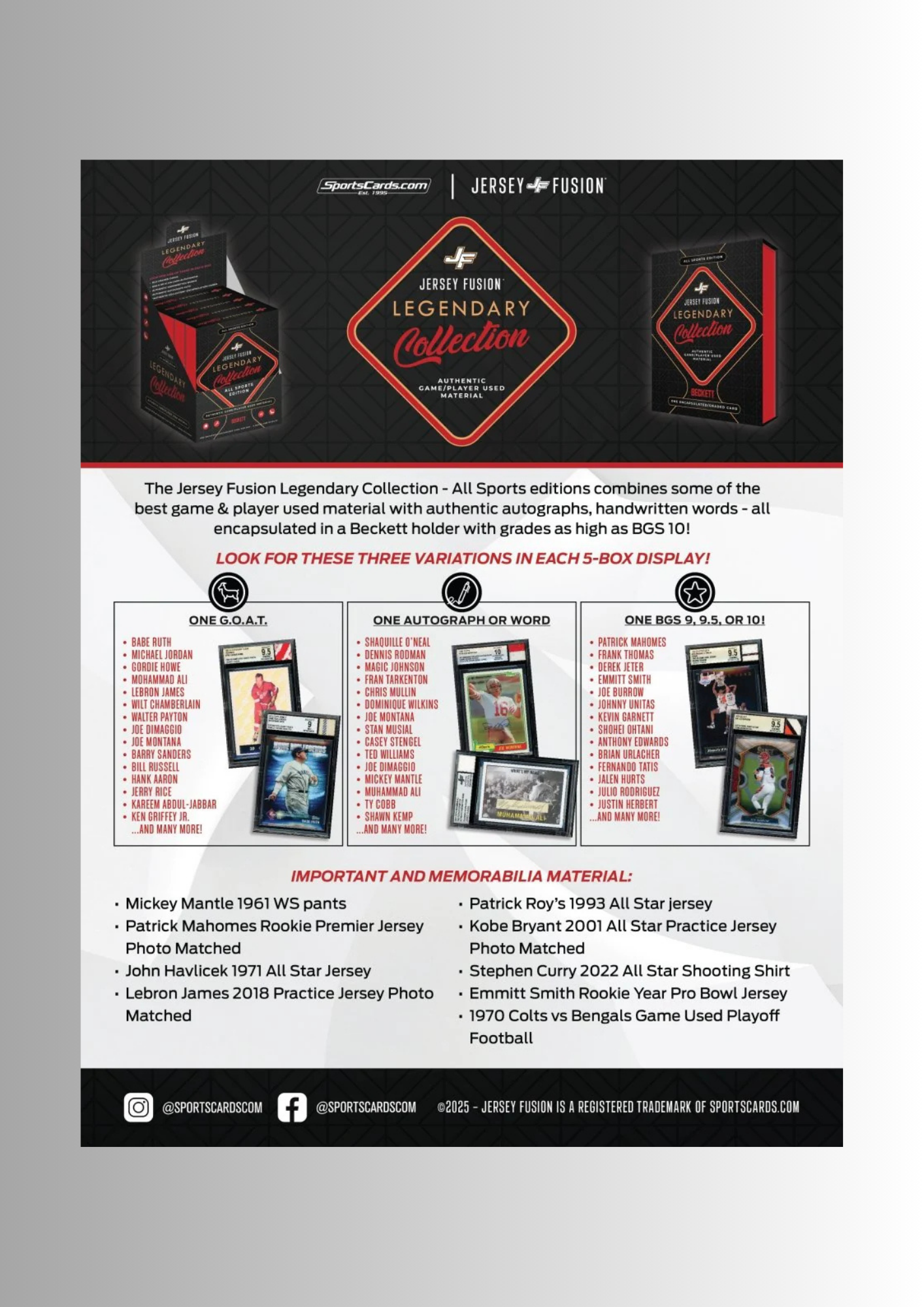 Jersey Fusion All Sports Legendary Collection Box 2025