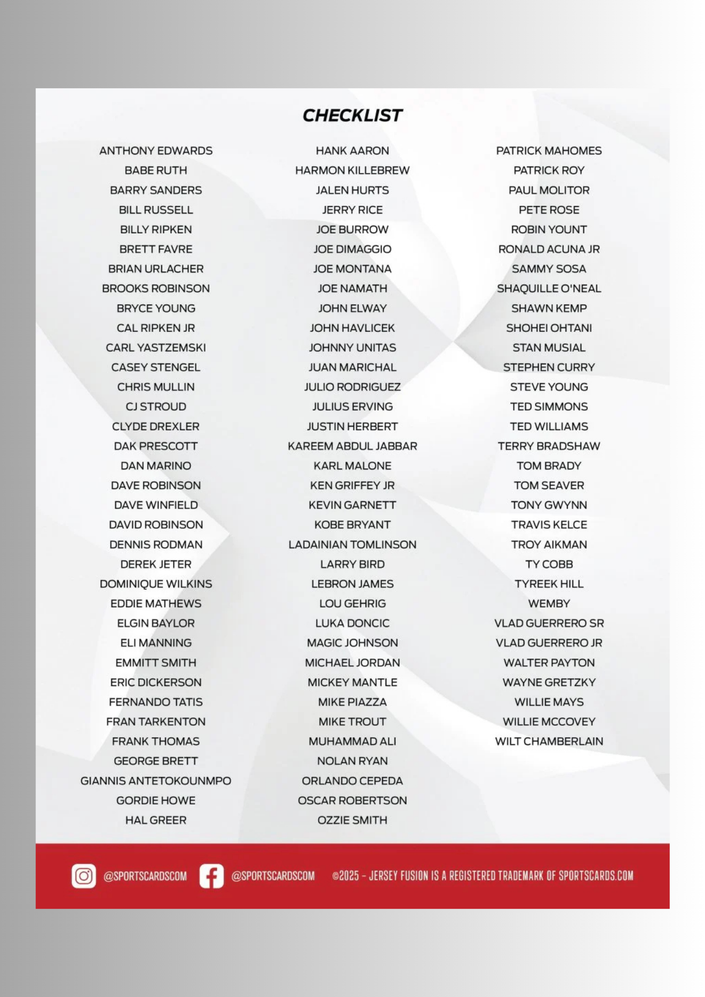 Jersey Fusion All Sports Legendary Collection Box 2025