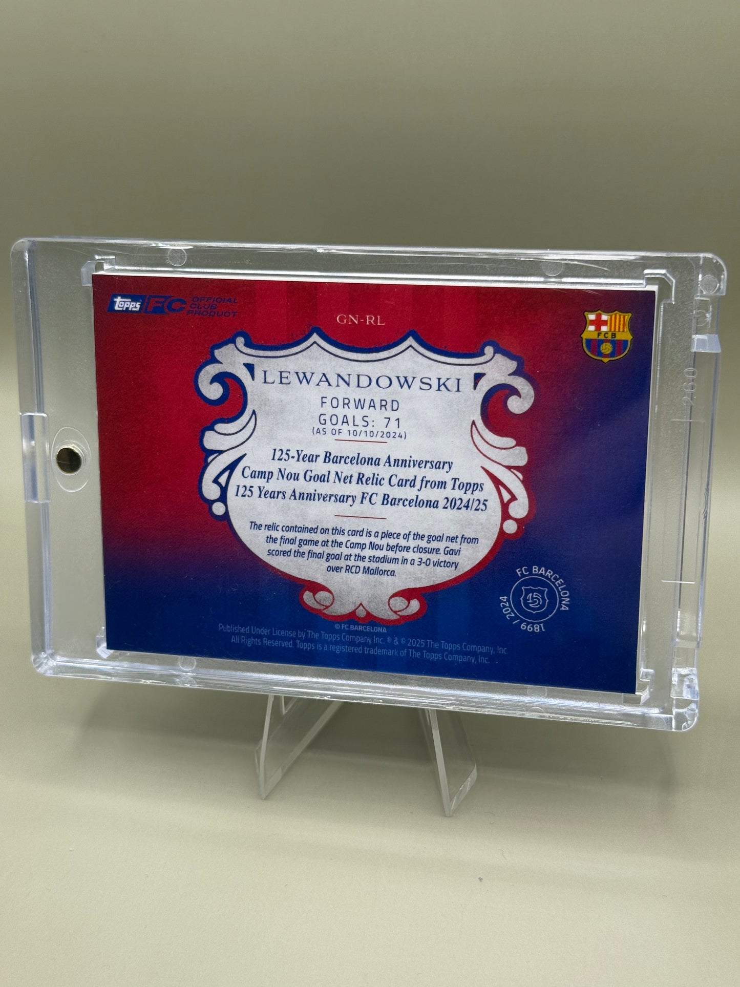 Topps 125th Barcelona anniversary | Robert Lewandowski | Camp Nou Goal Net Relic | limitiert 38/50