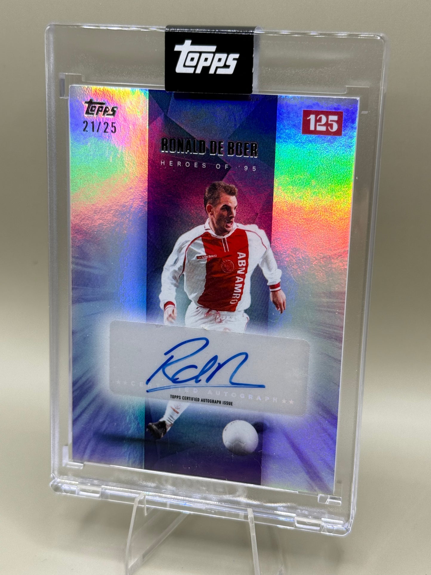 Ronald de Boer | Topps 125th anniversary  Ajax Amsterdam | Heroes of 95 | limitiert 21/25 Autogramm