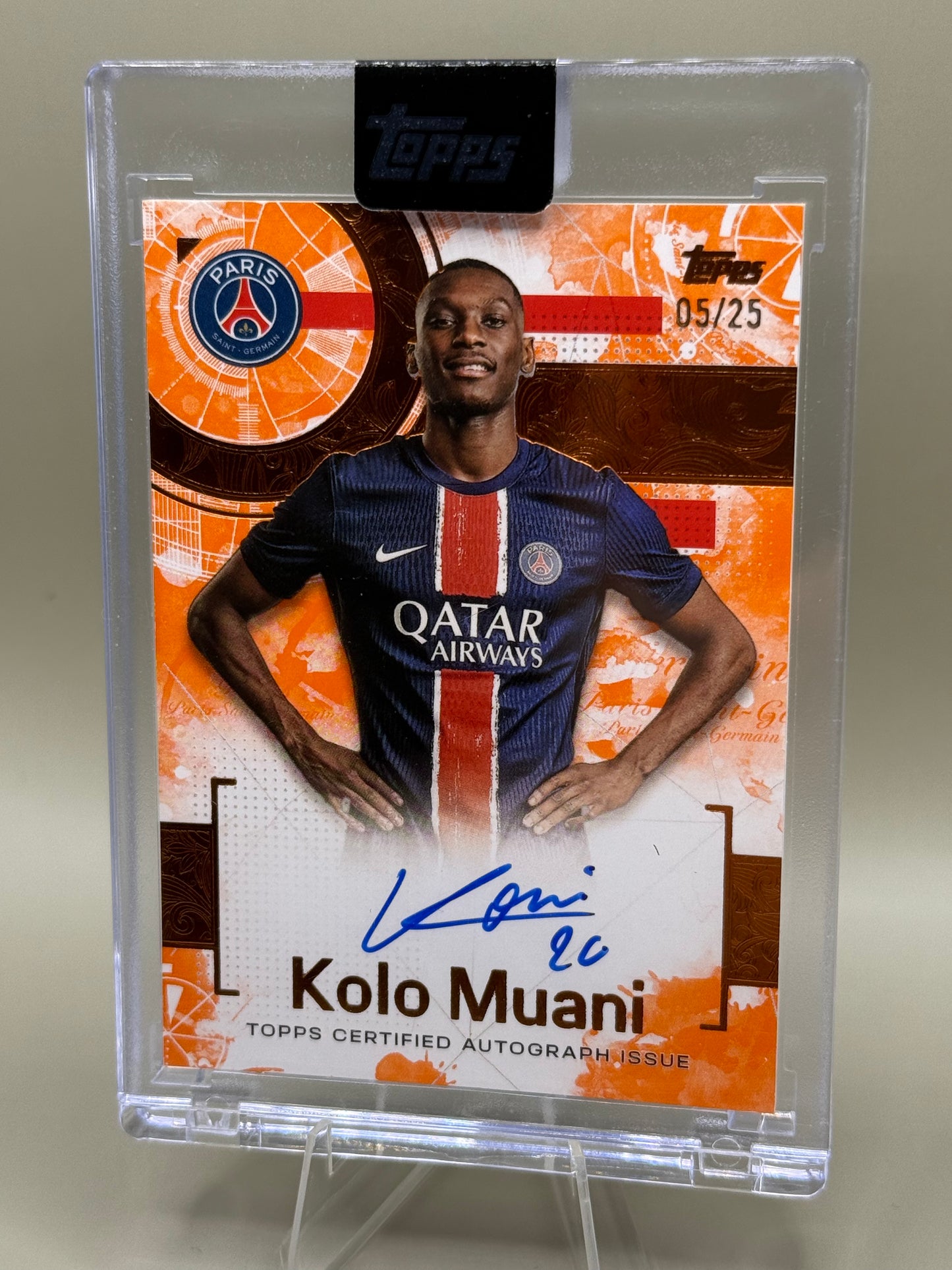 Topps Exhibition Engraved Autograph Card PSG | Kolo Muani | on card Auto | limitiert 05/25