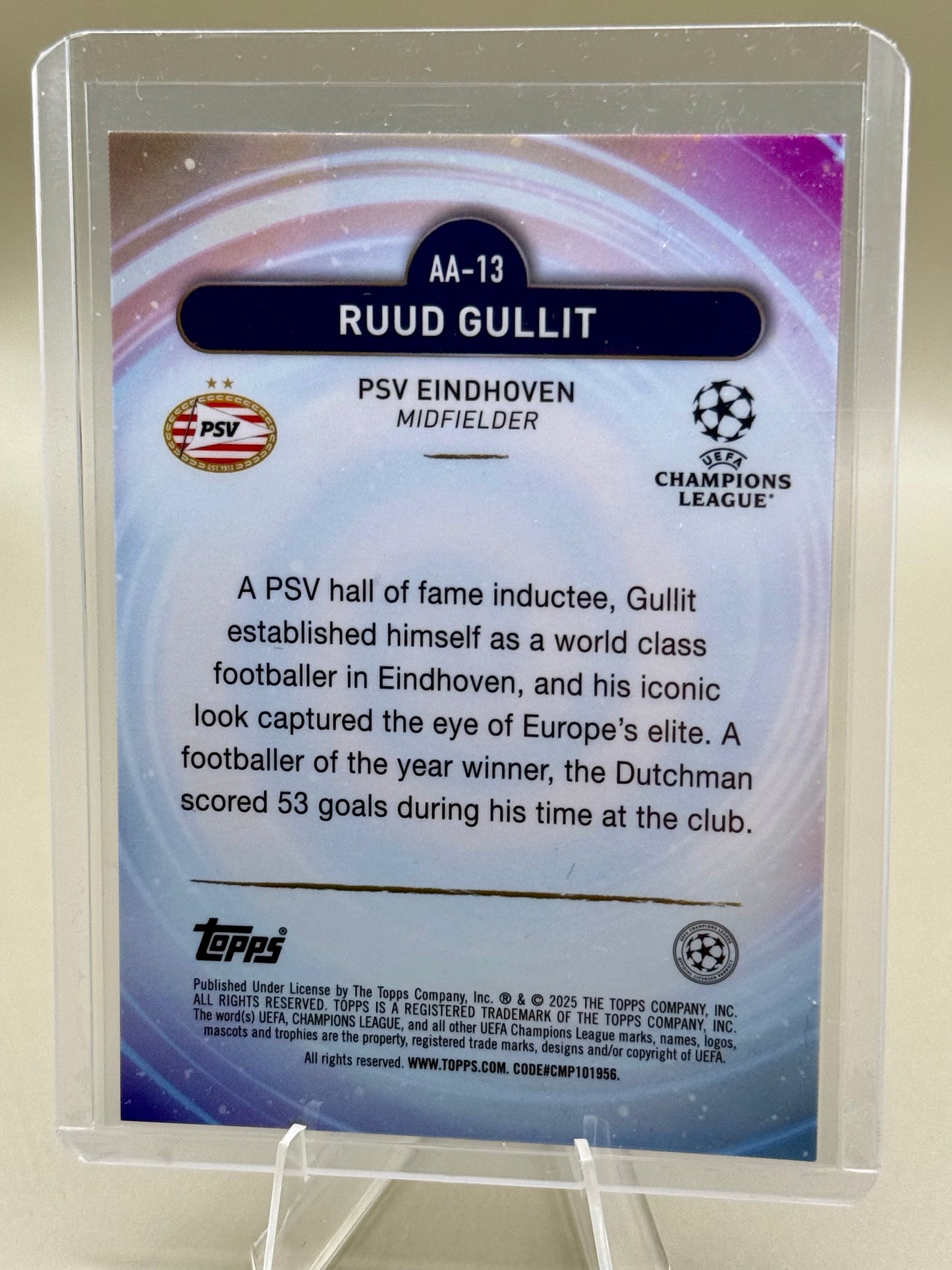 Topps Merlin 2024/25 | Ruud Gullit | PSV Eindhoven | Angeless Alchemy | limitiert 22/50