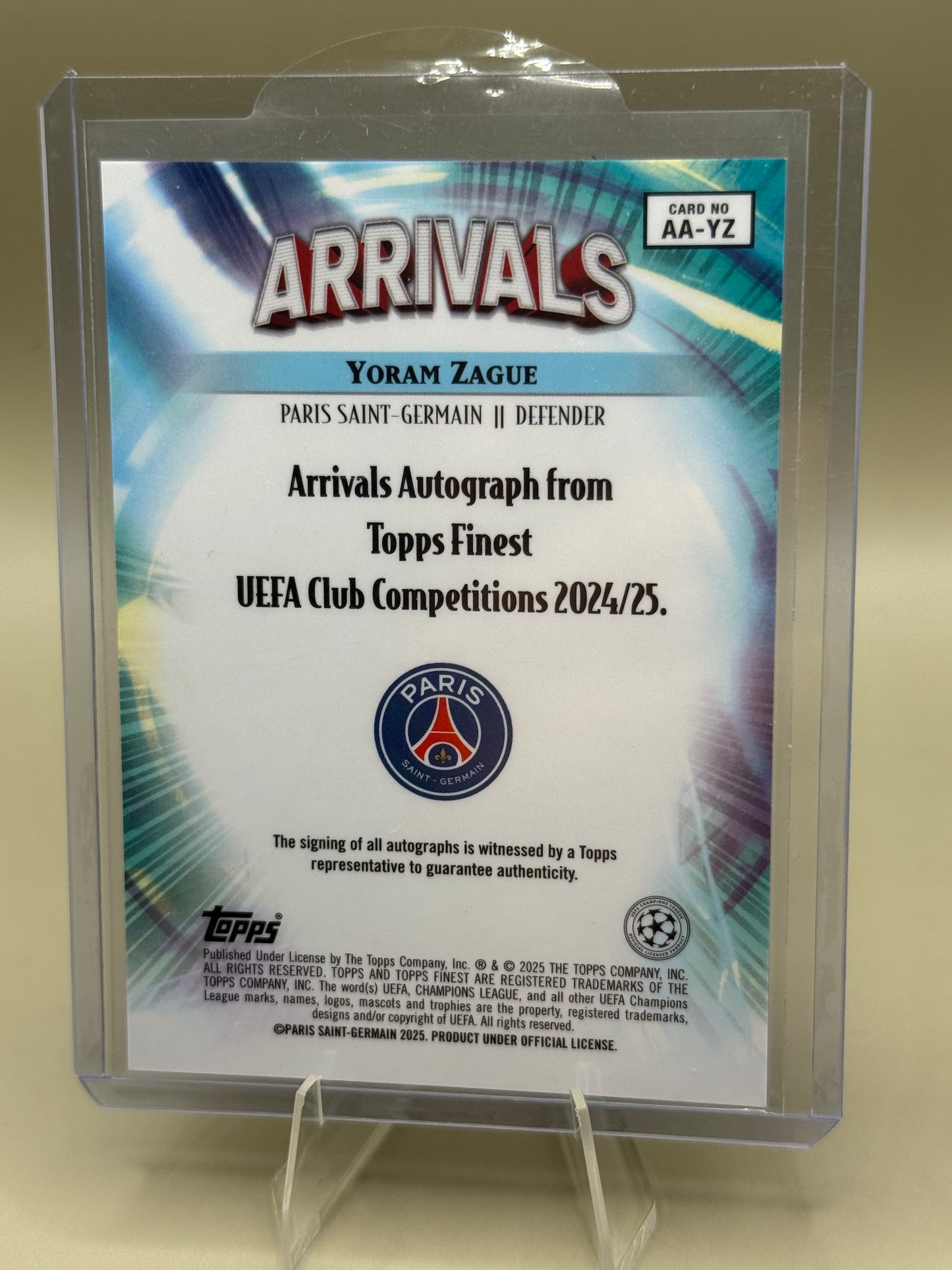 Yoram Zague | Topps Finest UCC 2024/25 | PSG | Arrivals Autograph | Rookie